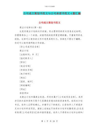 公司成立策划书范文与公司承诺书范文4篇汇编