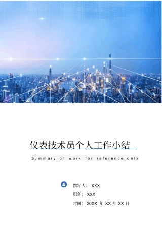 仪表技术员个人工作小结