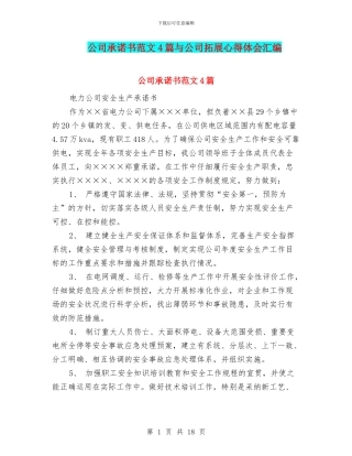 公司承诺书范文4篇与公司拓展心得体会汇编