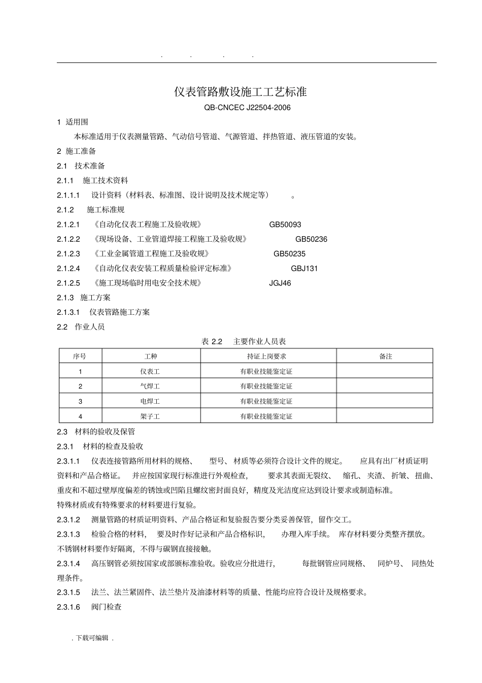 仪表管路敷设施工工艺标准_第1页