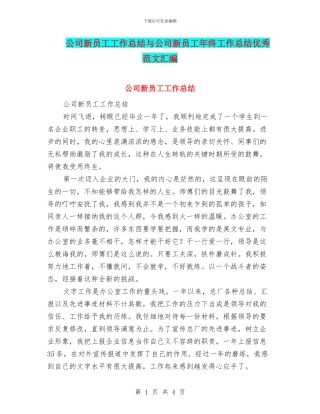 公司新员工工作总结与公司新员工年终工作总结优秀范文汇编