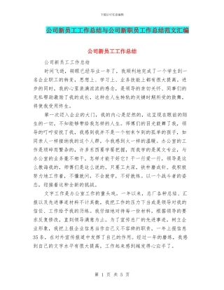 公司新员工工作总结与公司新职员工作总结范文汇编