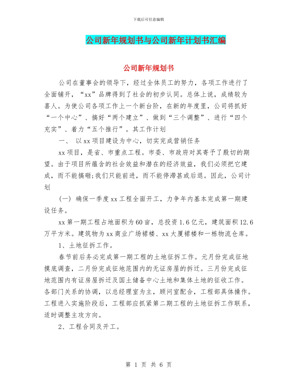 公司新年规划书与公司新年计划书汇编_第1页