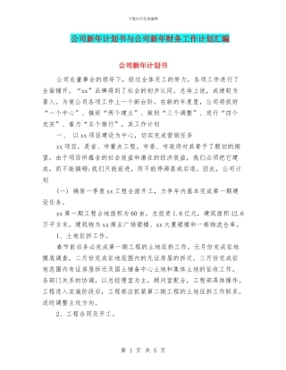 公司新年计划书与公司新年财务工作计划汇编