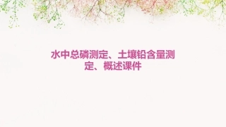 水中总磷测定;土壤铅含量测定;概述课件