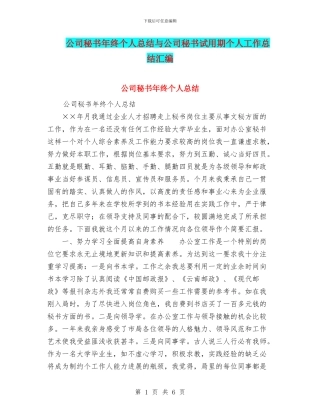 公司秘书年终个人总结与公司秘书试用期个人工作总结汇编