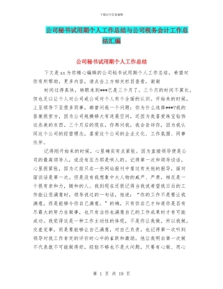 公司秘书试用期个人工作总结与公司税务会计工作总结汇编
