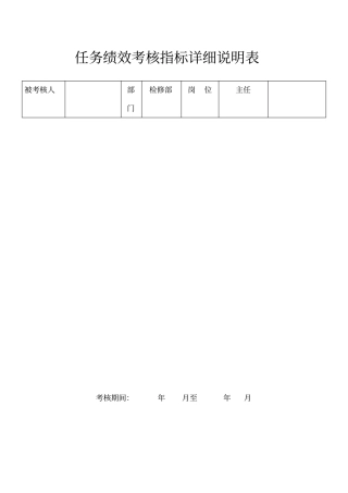 任务绩效考核指标详细说明表