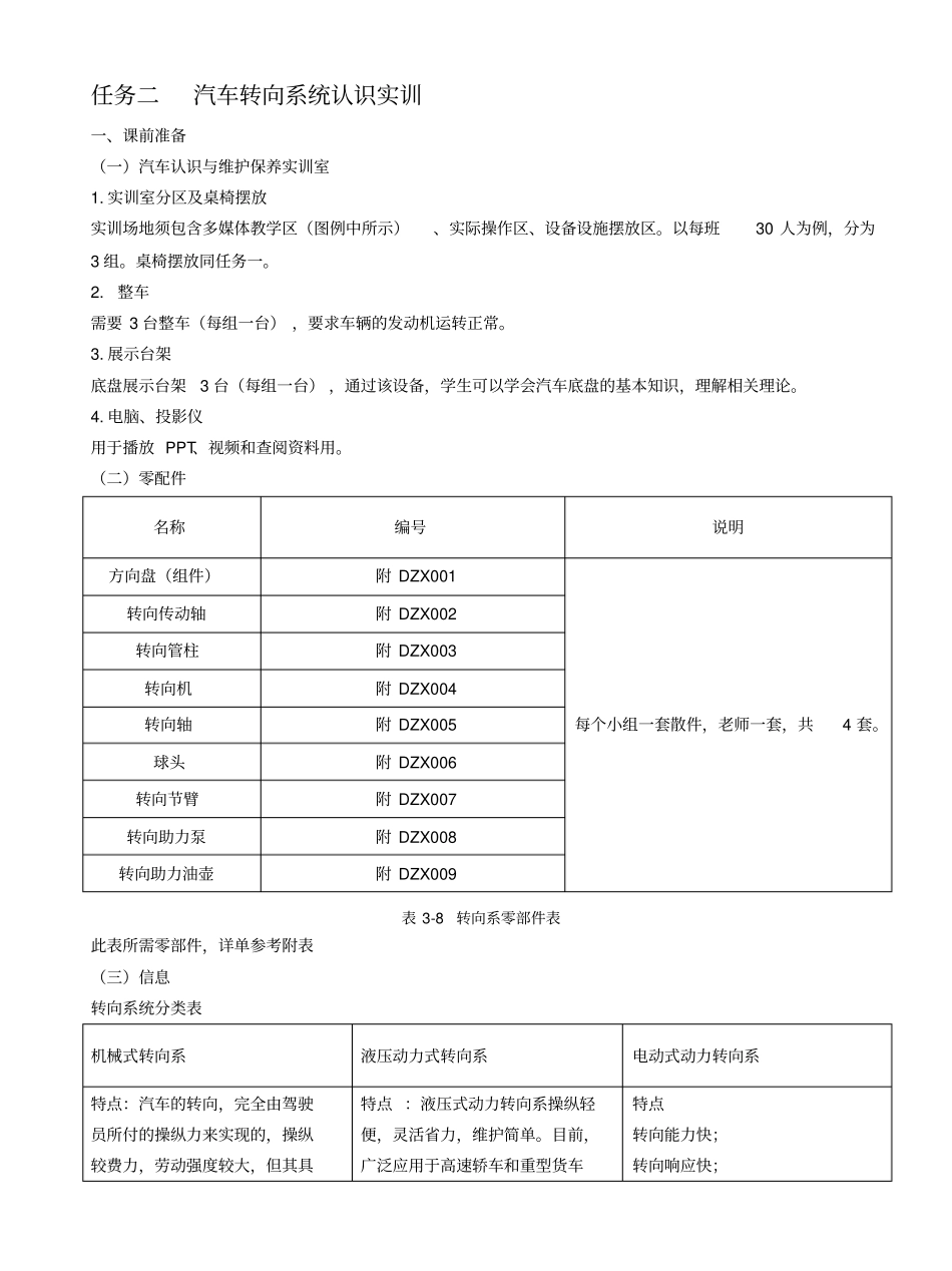 任务转向系统认识实训_第1页