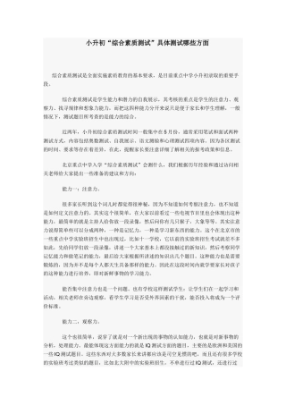 小升初“综合素质测试”具体测试哪些方面