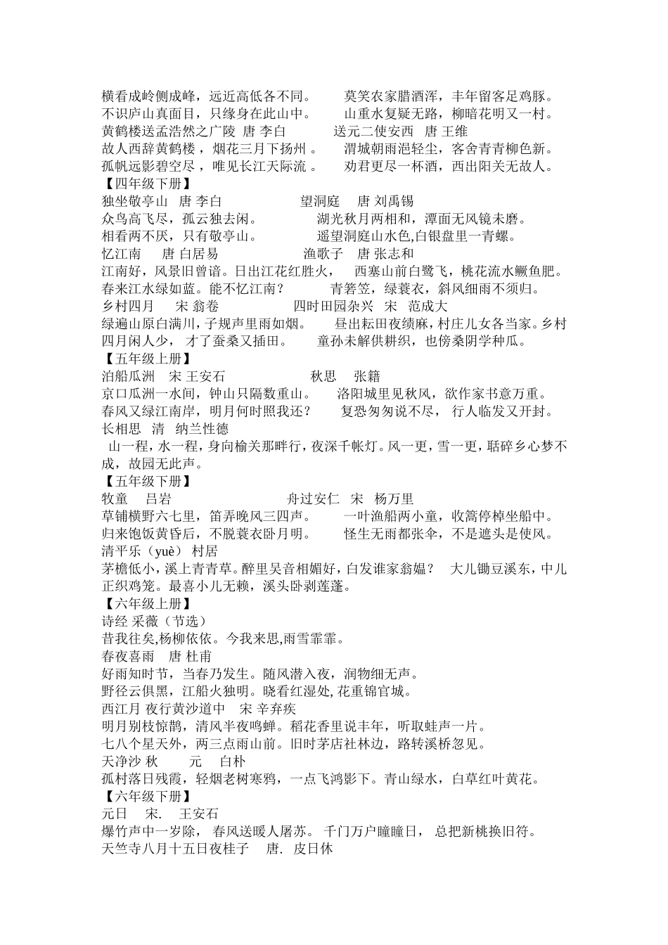 小学古诗词汇总_第2页