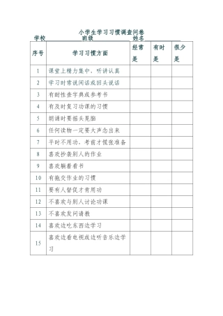 小学生学习习惯调查问卷-(2)