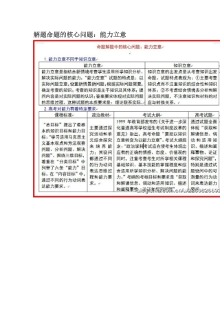 解题命题的核心问题：能力立意