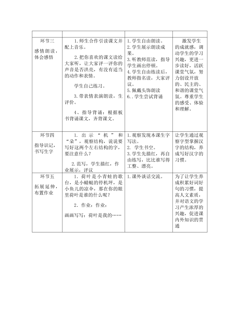 (部编)人教语文2011课标版一年级下册《荷叶圆圆》基于标准的教学设计_第3页