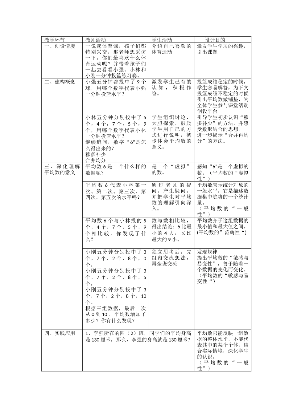 小学数学北师大2011课标版四年级平均数--教案_第2页