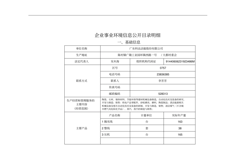 企业事业环境信息公开目录明细_第1页