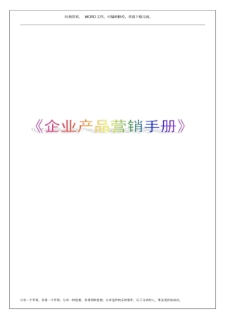 企业产品营销手册20P