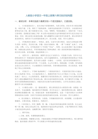 人教版小学语文一年级上册第六单元知识结构图陈晨