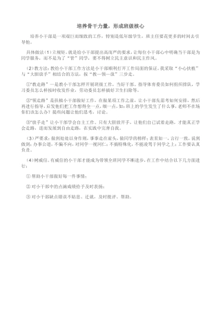 培养骨干力量-形成班级核心