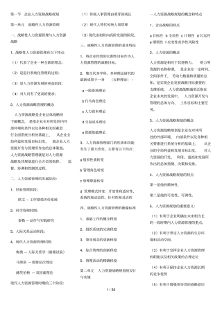 企业人力资源管理师复习资料