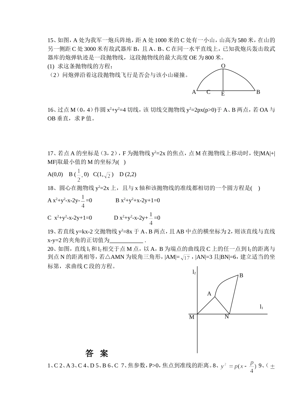 高中数学第二册(上)抛物线及其标准方程_第2页