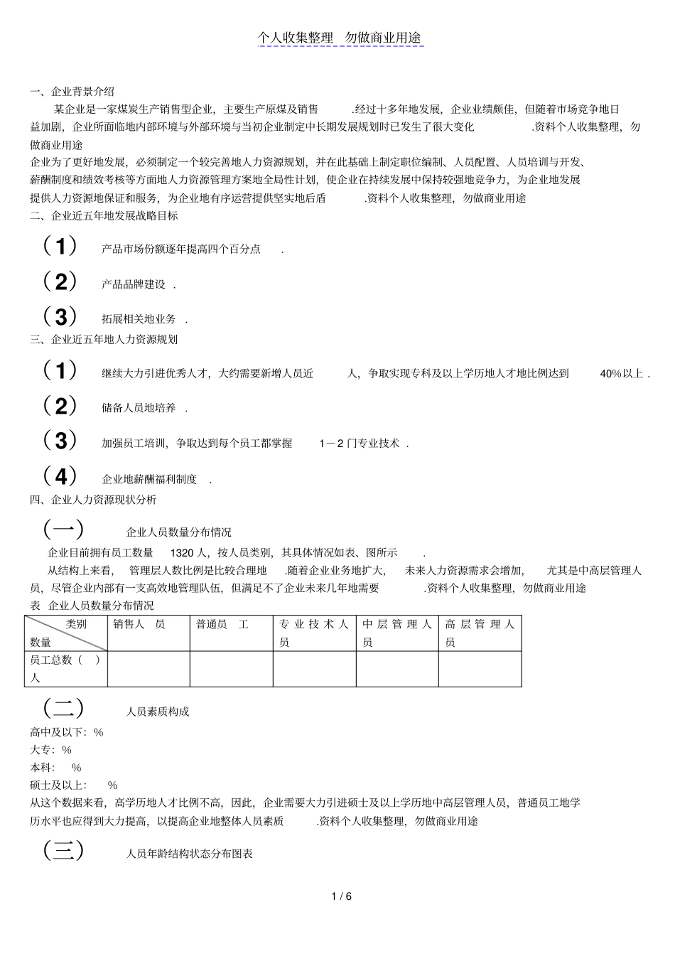 企业人力资源规划具体方案_第1页