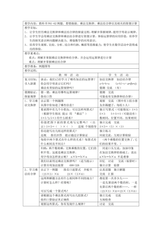 乘法交换律、乘法结合律以及相关的简便计算