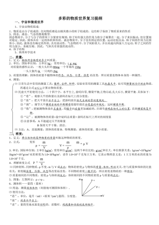 人教版初三物理复习提纲