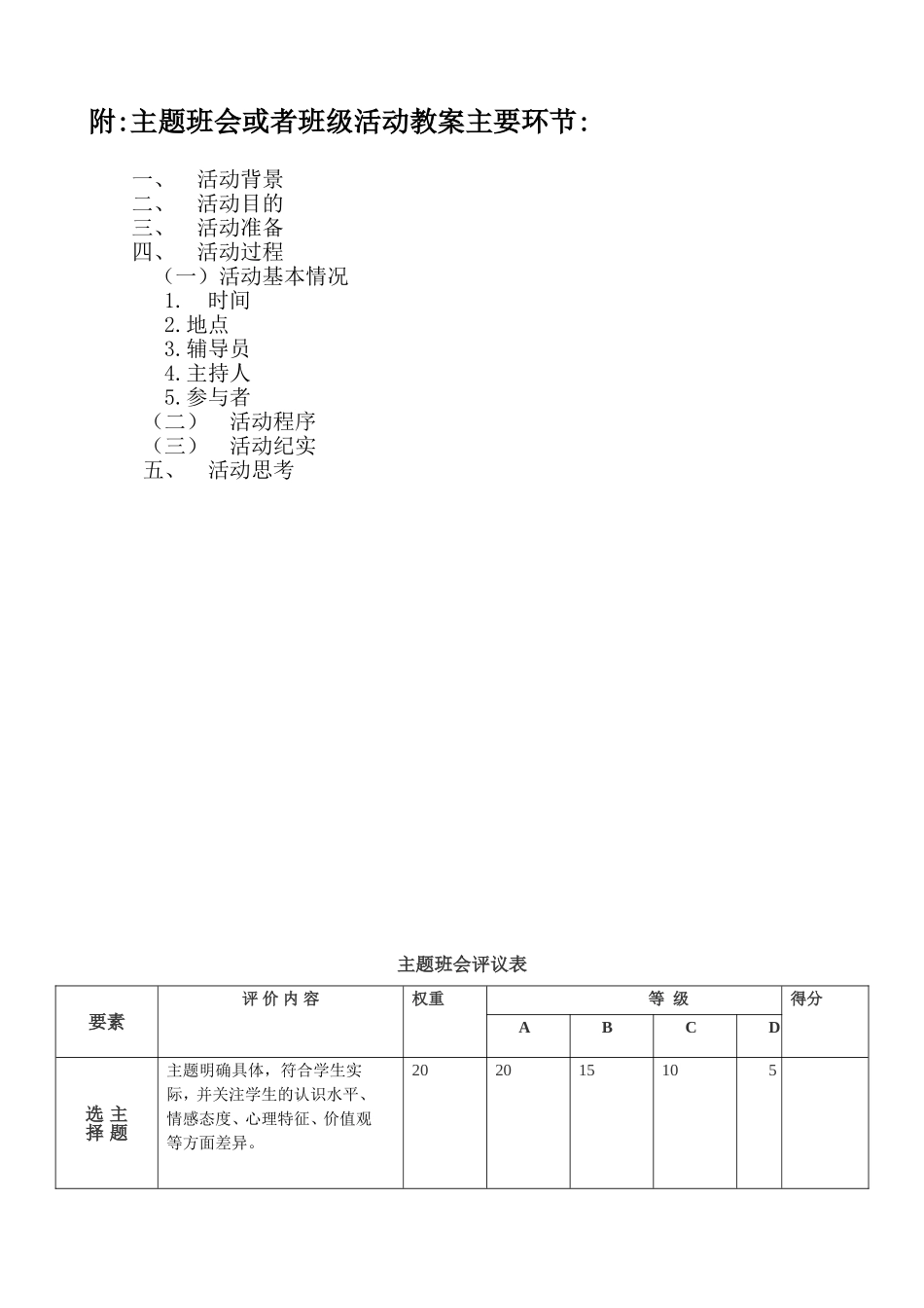 主题班会(班集体活动)实施细则_第3页