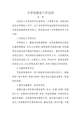 小学实验室工作总结