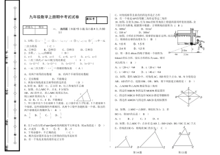 初三数学期中试卷答案