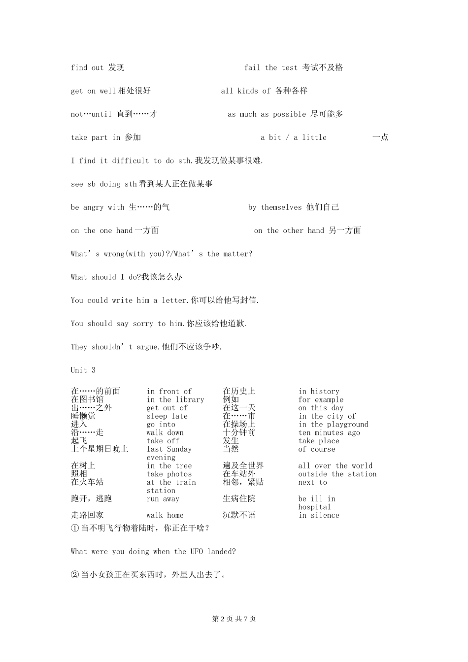 人教版八年级下英语重点短语及句子总汇_第2页