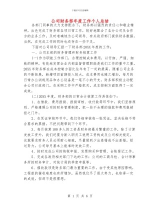 公司财务部年度工作个人总结