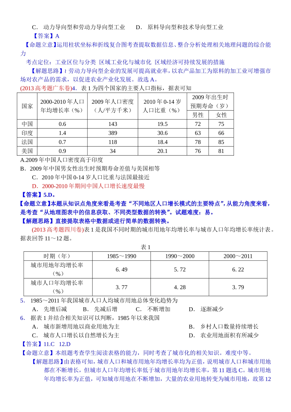 2014高考地理试题分类解析—专题7人口的变化_第2页