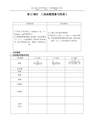 第27课时三角函数图象与性质1