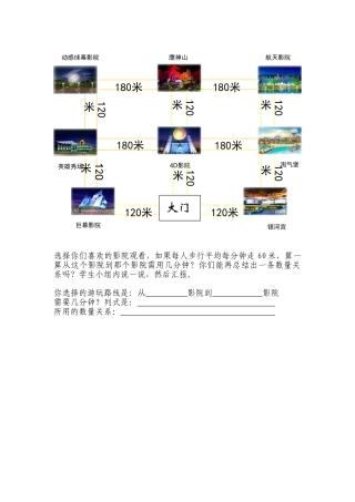 小学数学北师大2011课标版四年级《路程时间和速度》小组活动单