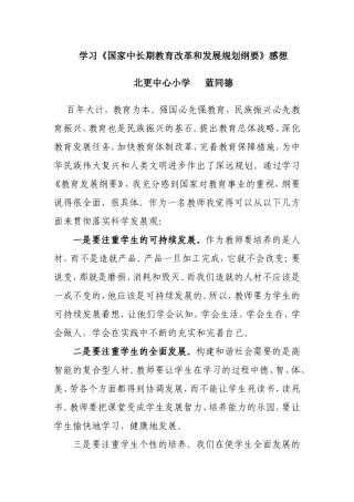 学习中长期教育纲要感想