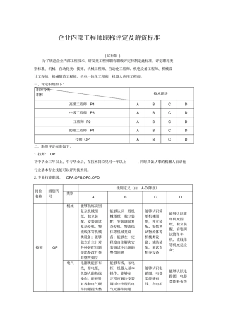 企业内部工程师评级标准