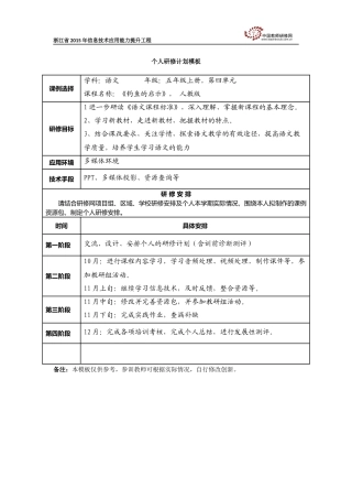 吴敏敏个人研修计划