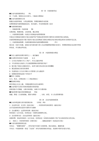 企业内部控制自学考考试重点