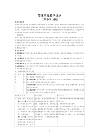 篮球单元教学计划