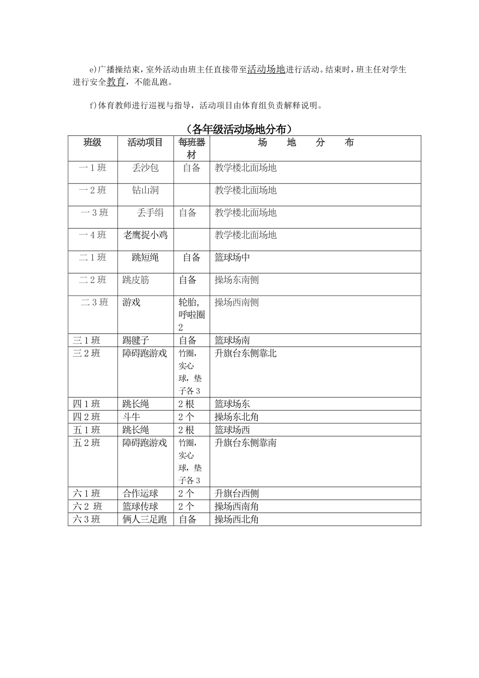 大东街小学大课间活动方案_第3页
