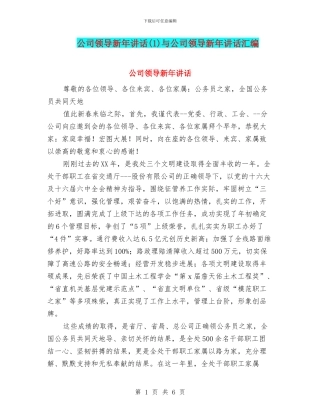 公司领导新年讲话(1)与公司领导新年讲话汇编