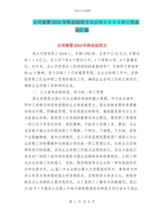 公司高管2024年终总结范文与公司2024年工作总结汇编