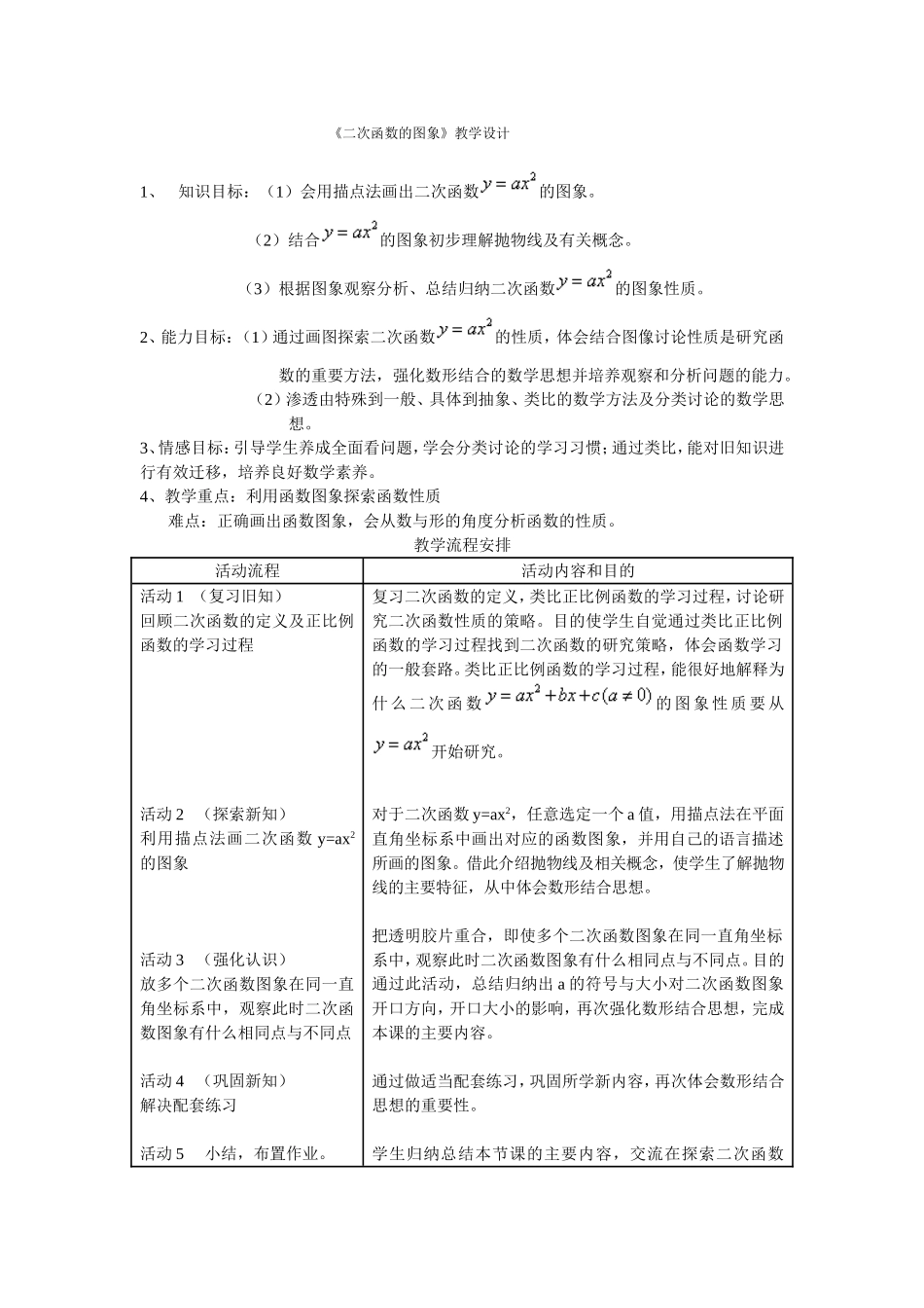 二次函数的图像教学设计_第1页