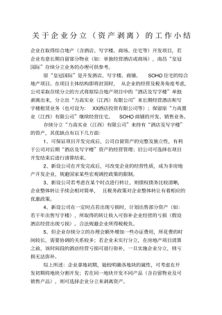 企业分立资产剥离总结