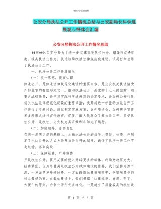 公安分局执法公开工作情况总结与公安副局长科学发展观心得体会汇编