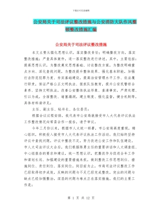 公安局关于司法评议整改措施与公安消防大队作风整顿整改措施汇编