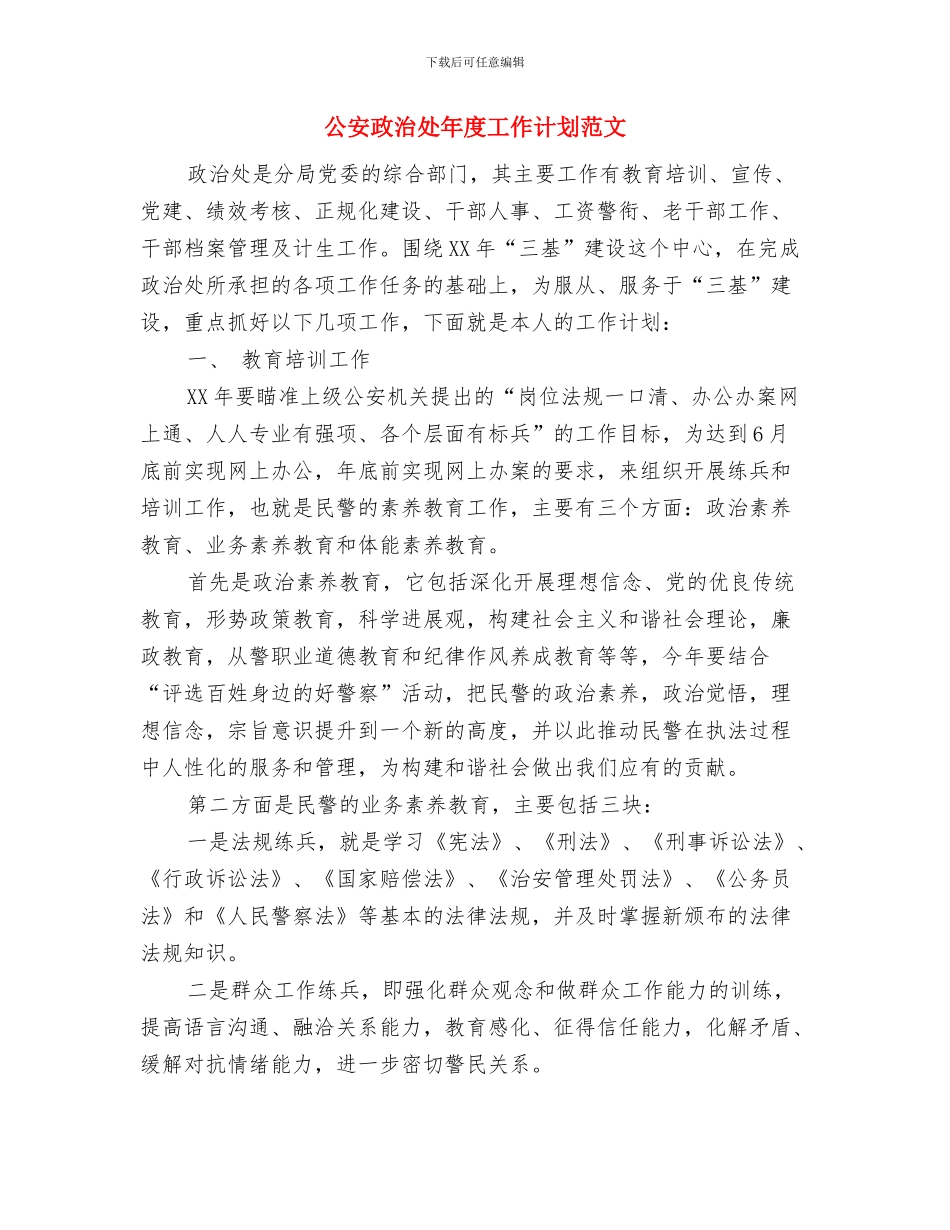 公安局分局工作要点与公安政治处年度工作计划范文汇编_第3页