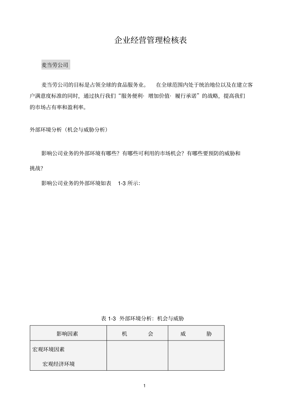 企业参考资料经营管理检核表_第1页